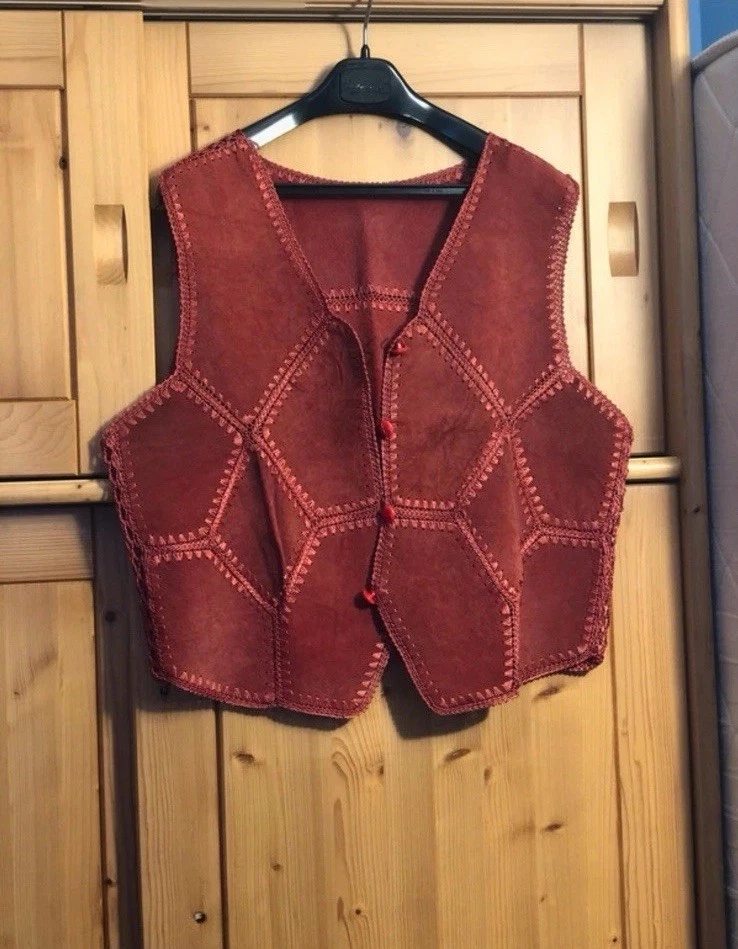 Creazioniinpelle Gilet Lacci Rider Custom Vera Pelle Bovina Made In Italy M 126323596