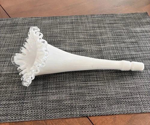 vintage Fenton Art Glass "Silver Crest" epergne trumpet horn