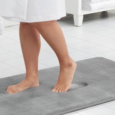 Grey Memory Foam Bath Mat 20x32 Inch Non Slip Absorbent Velvet Bathroom Rug