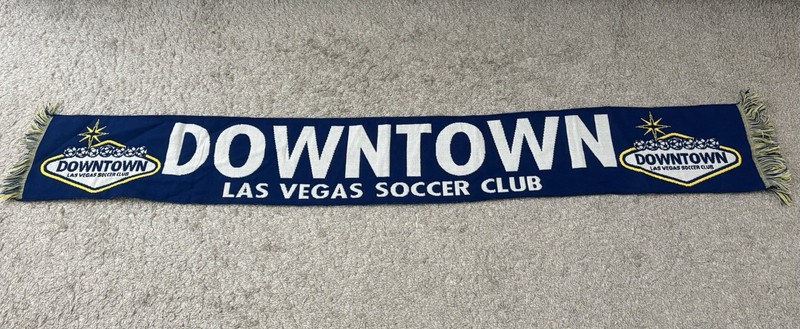 Downtown Las Vegas SC Scarf Yellow Blue 2 Sided