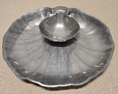 Wilton Armetale Pewter Clamshell Chip'n Dip/Seafood/Hors d'oeuvre Tray