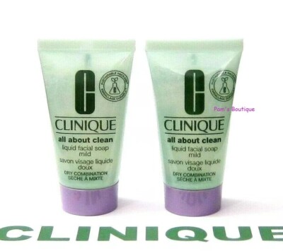 CLINIQUE Liquid Facial Soap MILD for Dry Combination Skin x2 MINIs (1oz/30mL ea)