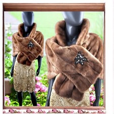 Vintage Mink Stole Honey Brown Fur Cape Coat Wrap Shrug Formal Wedding Prom S/M