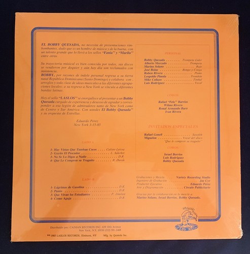 Bobby Quesada - Vuelve El Bobby Quesada (1985) "SEALED" LP/Vinyl Record - Picture 2 of 2