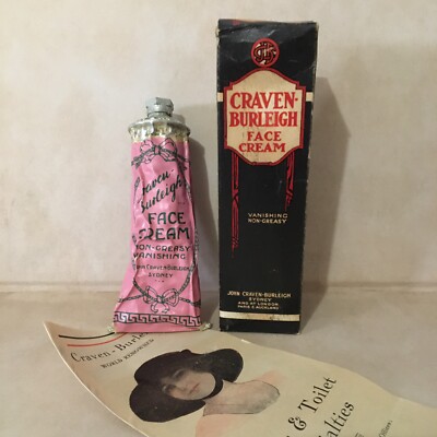 Antique John Craven Burleigh Vanishing Face Cream Tube NIB Unopened 1900 s