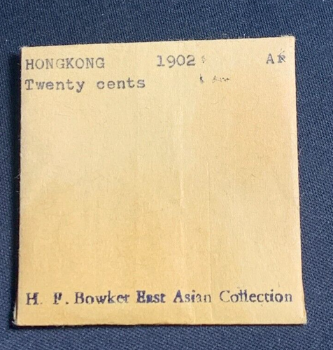 1902 Hong Kong 20 Cents Lot#OV1319 Silver! Scarce! Ex- H.F. Bowker Collection - Picture 3 of 3