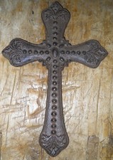Cast Iron VICTORIAN Antique STYLE Wall Cross Rustic Decorative Finish Decor