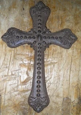 Cast Iron VICTORIAN Antique STYLE Wall Cross Rustic Decorative Finish Decor