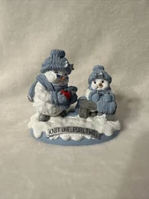 Two Snowmen 2000 Snow Buddies Holiday Christmas Figurine Knit One Purl Mom Son