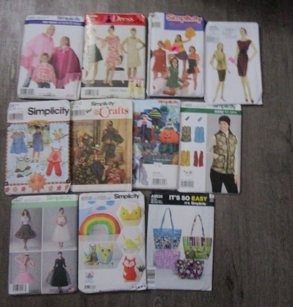 Lot 11 SIMPLICITY UNCUT & CUT 1990'S Sewing Patterns MEN WOMEN