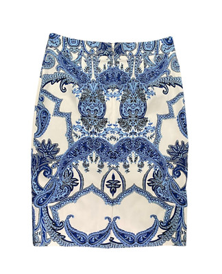 Hallhuber Skirt Women Small Summer Pencil Graphic Print Slit Size 36