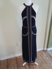 Raga Long Black Embroidered Maxi Dress Small $148