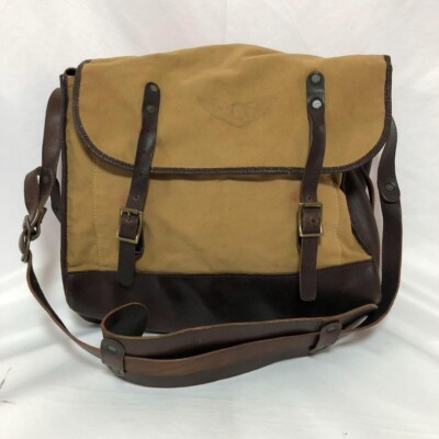 RRL RALPH LAUREN Canvas Leather Messenger Bag Authentic