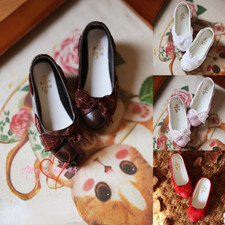 1/4MSD BJD Ball Jointed Doll Shoes Dreamy Lace Bow Deco Low Heels Multi-colors