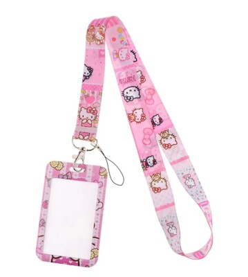Hello Kitty Lanyard ID Card Holder Keychain Neck Strap - Ship from
