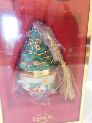 Lenox Christmas Tree Box Ornament in Box Hinged Present Box | eBay