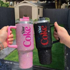 Diet Coke Rhinestone Tumbler 40oz, Diet Coke Bling Tumbler, Diet Soft Drink Cup