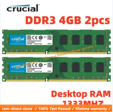 CRUCIAL DDR3 1333 MHz 8GB 2 x 4GB PC3-10600 Desktop 240Pin DIMM Memory RAM 8G 4G