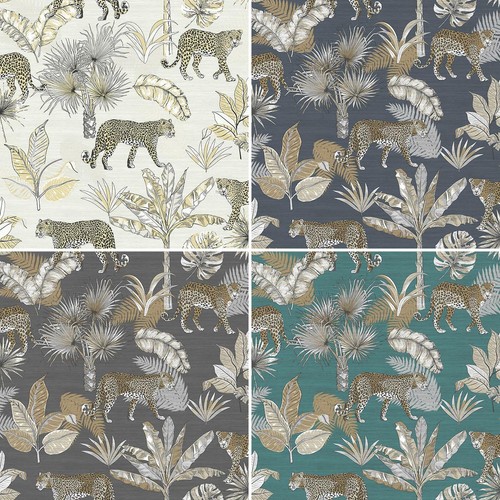 Grandeco Jungle Fever Wallpaper Paste The Wall Vinyl Cream Navy