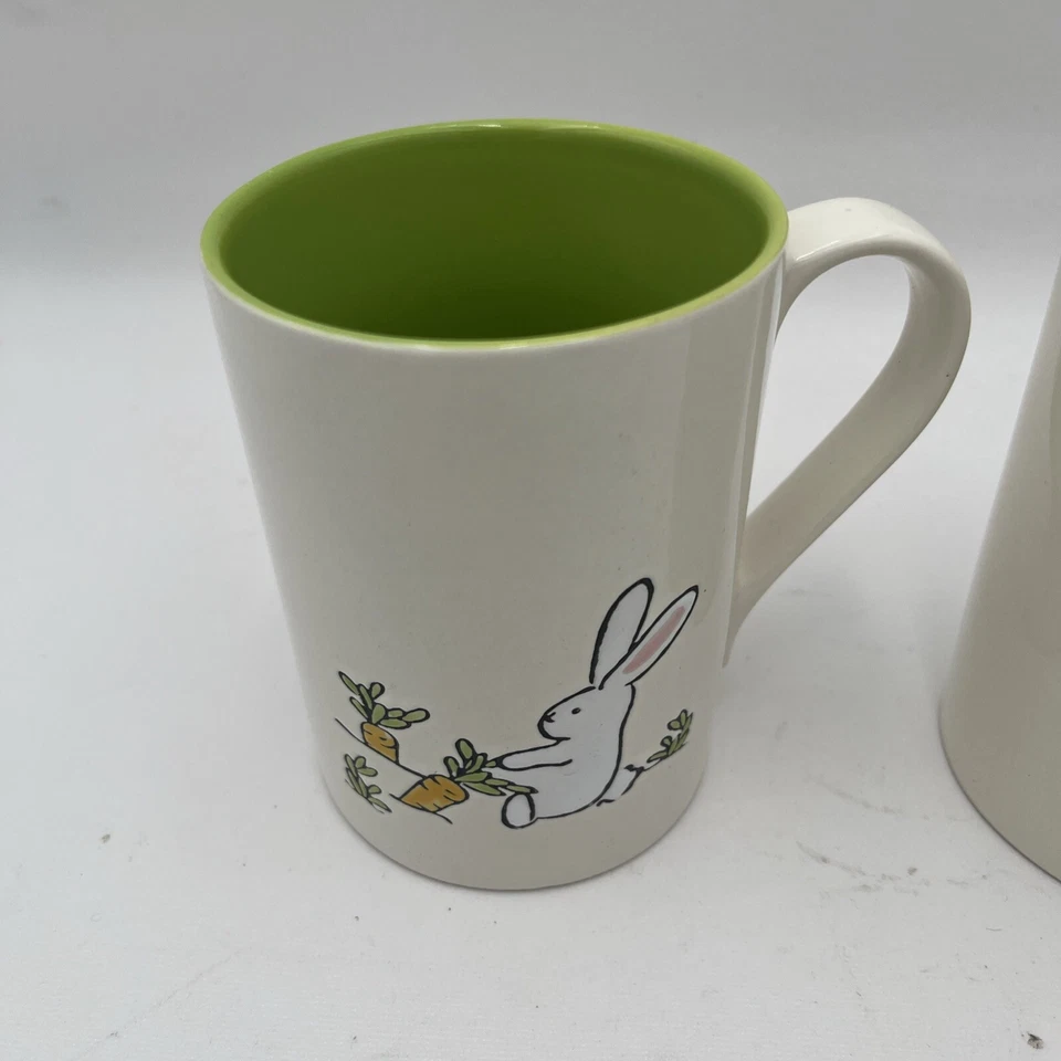 Taza de café 2 etiquetas Bunny X grande 20 oz primavera conejo zanahorias verde Pascua/amarillo Foto 2 de 4