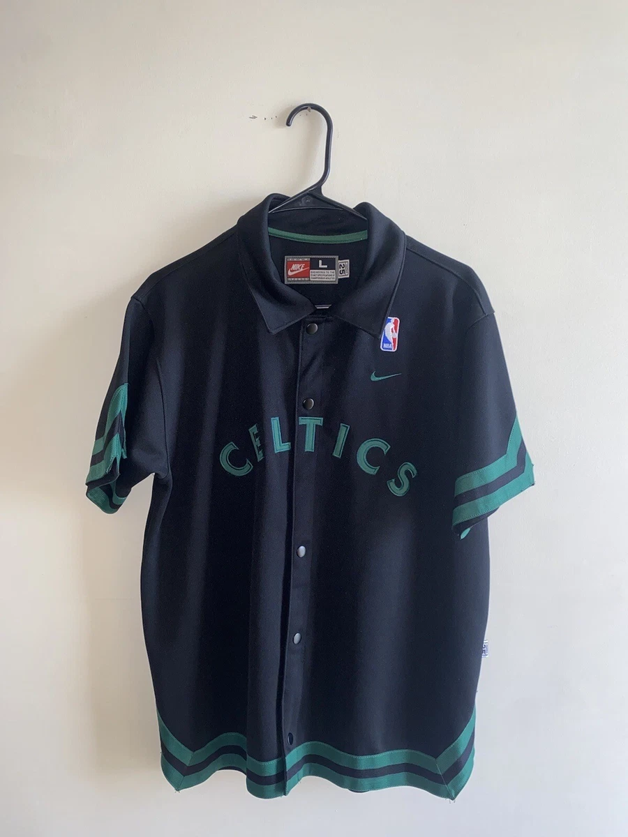 Boston Celtics NBA Basketball Warm Up Jacket Nike Throwback 1925 Rewind Black L