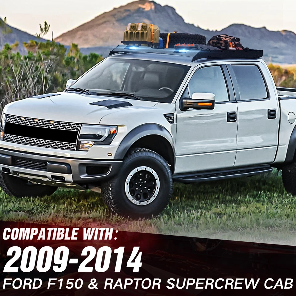 For 09-2014 Ford F-150&Raptor SuperCrew Cab Rooftop Cargo Carrier Luggage Holder - Image 2 of 4