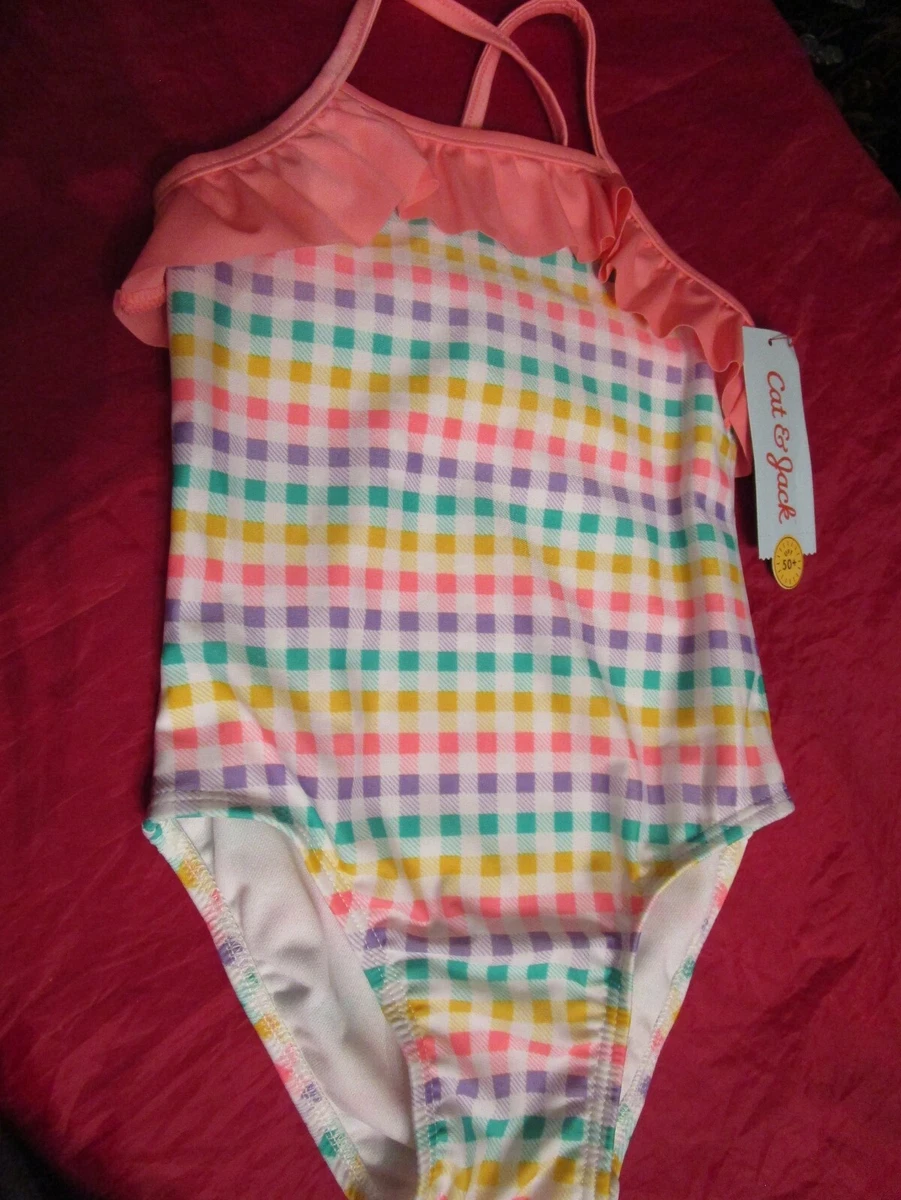 Pink and yellow bathing on sale suit