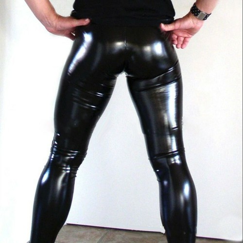 Mens Faux-Leather Wet Look Pants Tight 