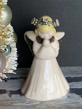 Vintage Kay Finch California Pottery Pink Angel Christmas Rhinestone Figurine