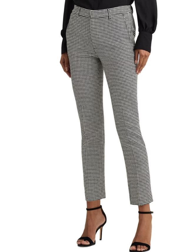 Женские клетчатые брюки Polo Ralph Lauren средней посадки, серый, 33