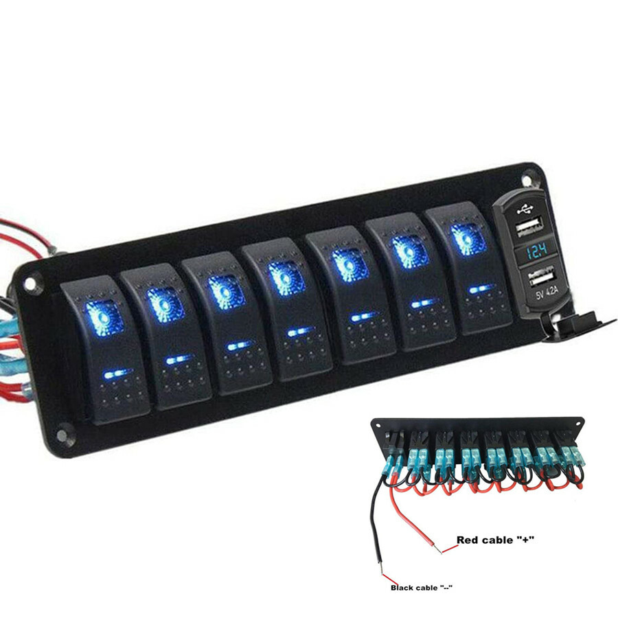 Boîte De Commande 6 Interrupteurs LED 12V - Panneau Avec Fonction De Gradation Pour Barres Lumineuses, Bateau, Voiture, Camping-car