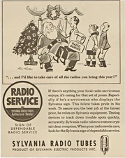 1949 Sylvania Radio Tubes Authorized Dealer People Christmas Vintage Print Ad