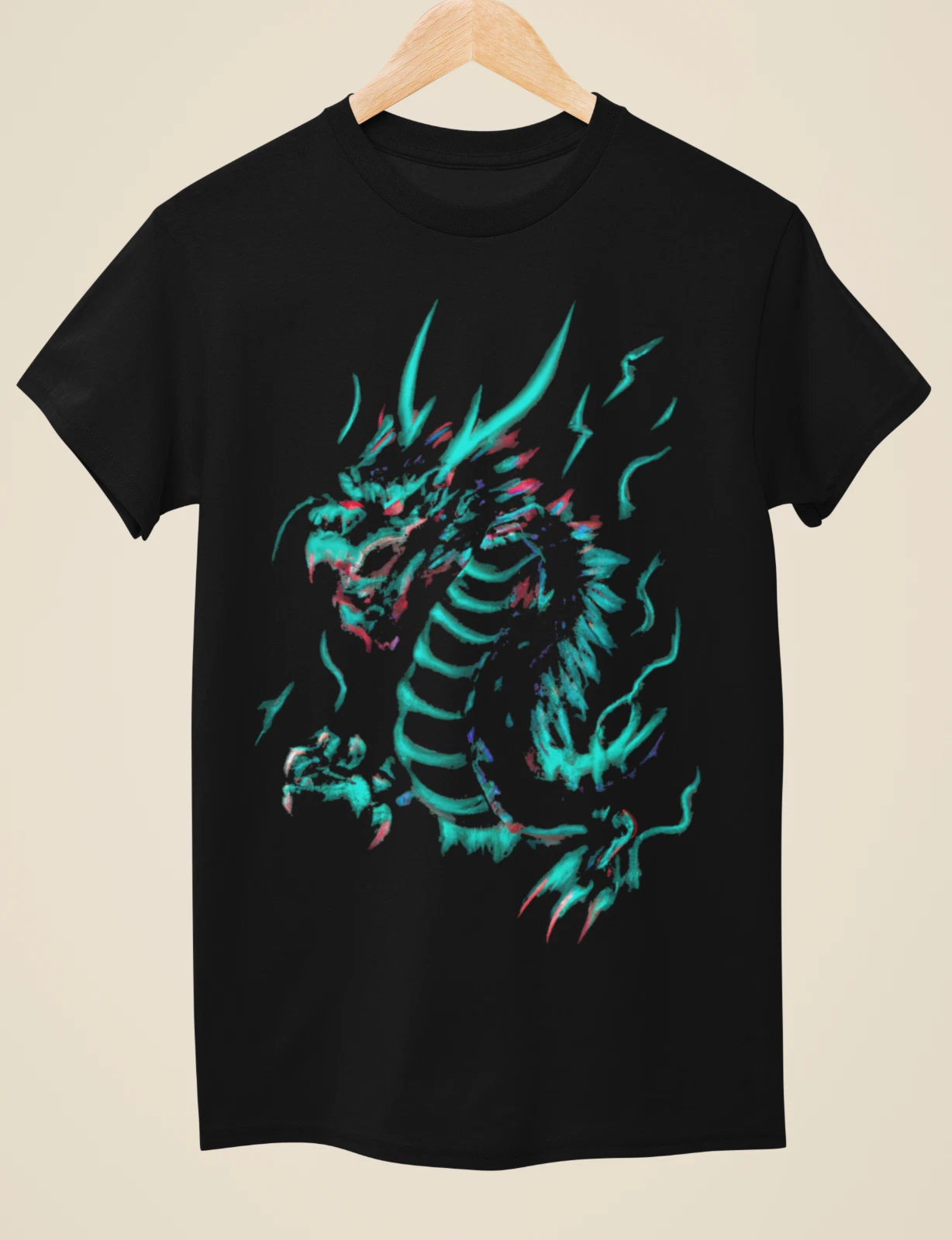 Neon Dragon - Tattoo Inspired Unisex Black T-Shirt