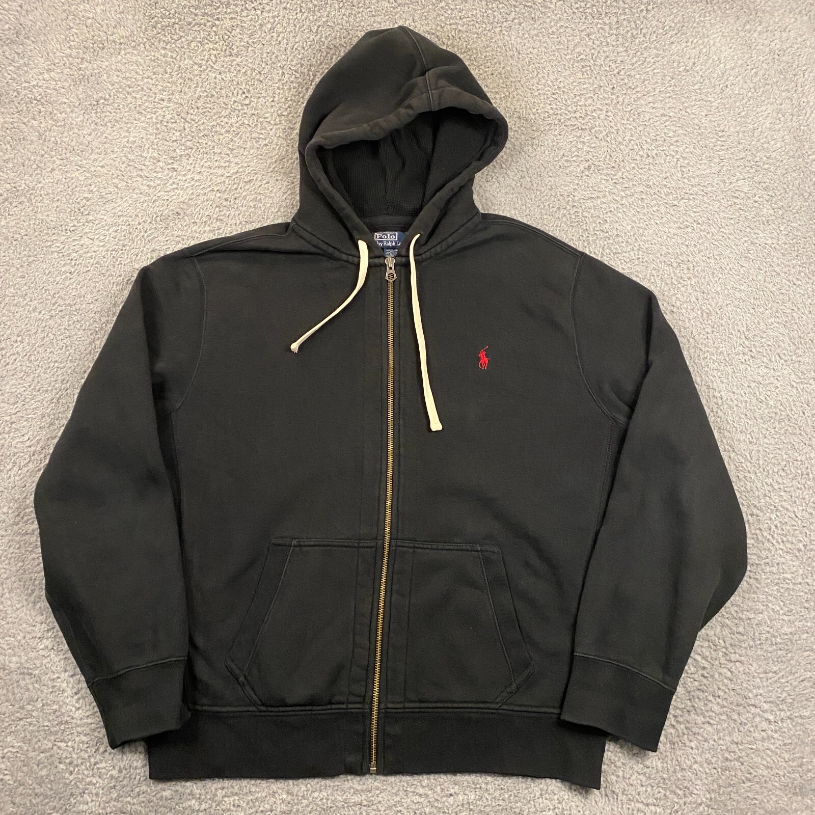 Polo Ralph Lauren Athletic Fleece Hoodie Uomo XL Waffle Hood Pony Full Zip