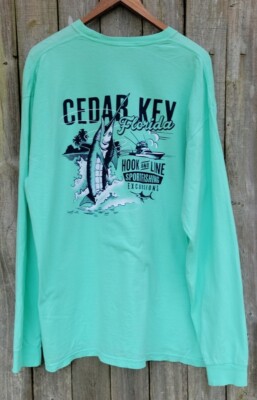 Comfort Colors T-Shirt-XL-Cedar Key Florida-Sportfishing Excursions-Mint Green