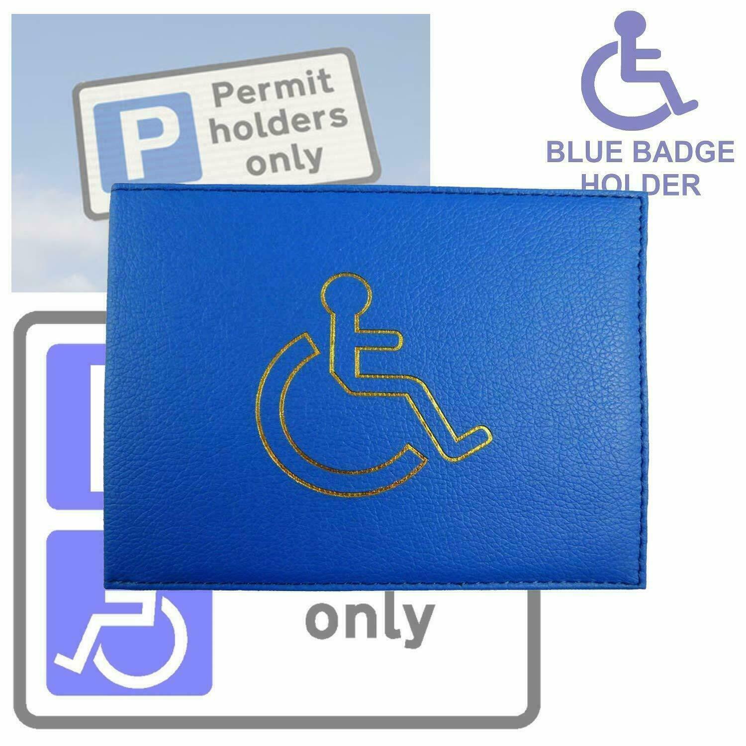 LEATHER DISABLED BADGE HOLDER WALLET PARKING BLUE DISABILITY COVER