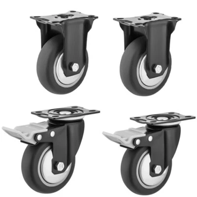 FOREVERUNAUTO 4 Pack 3" 4" 5" Caster Wheels Swivel Plate Polyurethane Wheels Heavy Duty Wheels