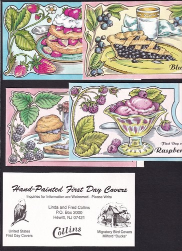 1999 Berries set of 4 Sc 3294-3297 complete FDCs Collins hand-painted (T8 - Picture 2 of 2