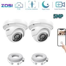 ZOSI 5MP 2PK POE Add-on Dome Camera with Etherent Cables IP66 Night Visoin Alert