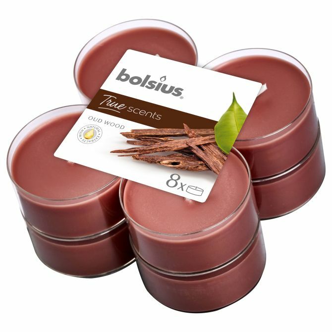 CANDELE MAXI TEALIGHT PROFUMATE OUD WOOD 8 H CF. 8 PZ. BOLSIUS