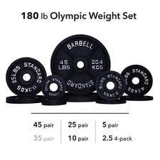 180 pound Olympic Iron Weight Plate Set