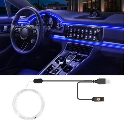 Car Interior RGB Light Strip Ambient Neon Invisible USB Fiber Optic Atmosphere'