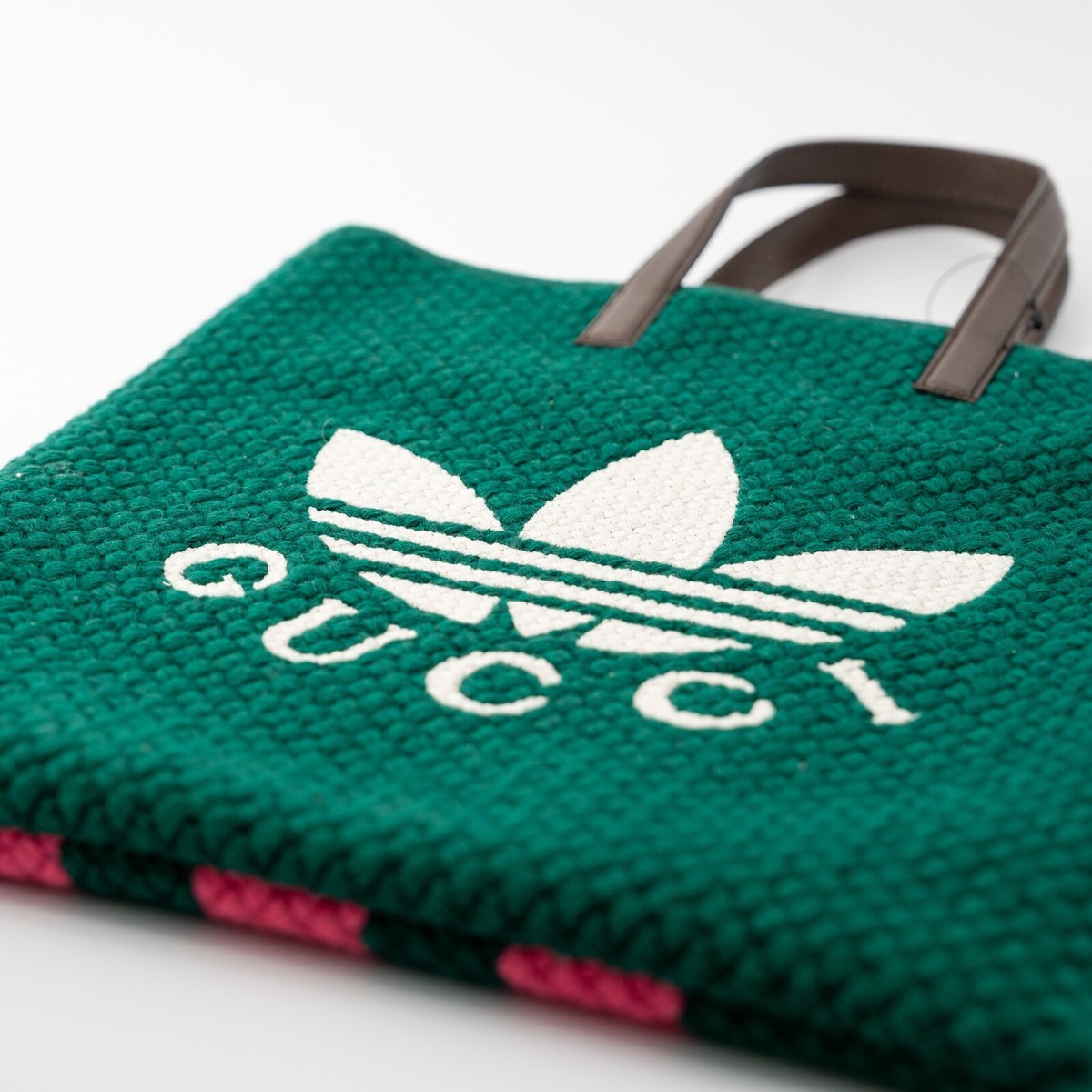 Gucci adidas Green Tote Bag Knit Wool Pink stripes | eBay
