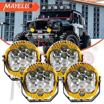 4PCS 7inch LED Work Light Pods Spot Flood Combo Fog Lamp for Offroad Driving Car