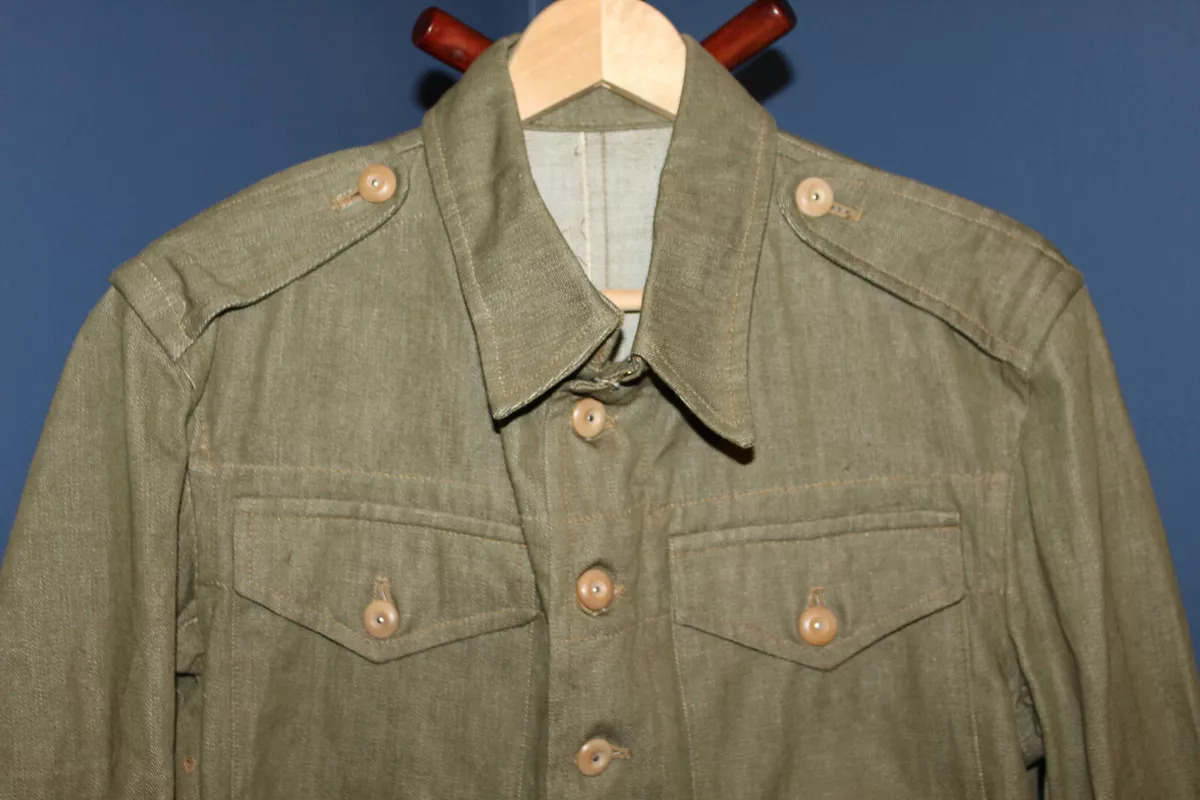 Rare Original & Mint WW2 British Army Denim Green Combat Blouse (Jacket), 1945 d