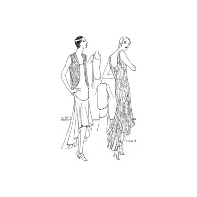 Past Patterns 4998 - Late 1920s Slip-On Evening Frock Sewing Pattern bust 36''