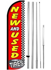 New Used Tires - Windless Swooper Feather Flag 15 Pole Kit Banner Sign Rq109-h