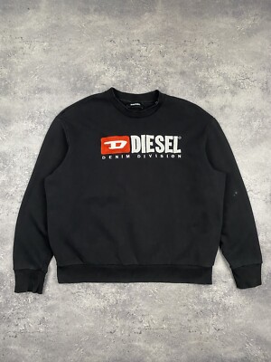 Vintage Diesel Big Logo Y2K Hype Black Sweatshirt Men s Size L Designer Punk
