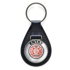 Entry Team Signs Black Leather Keychain Silver Keyring Military Gift