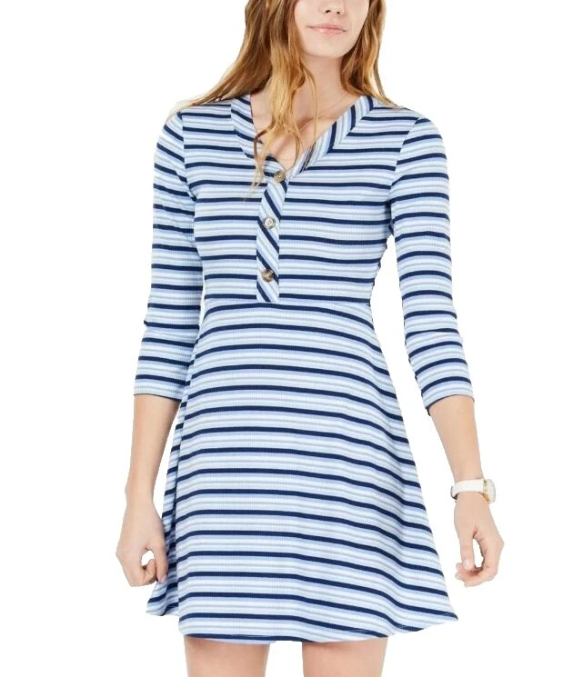 Juniors Size 3/4 Sleeve Short Sleeve Striped Dresses for Women